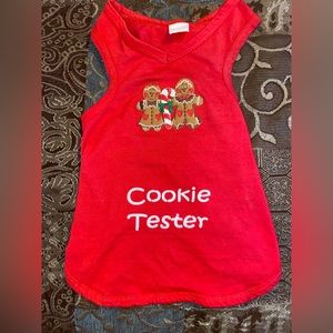 Dog Holiday Shirt, “Cookie Tester” w/gingerbread people- size XL, GUC.